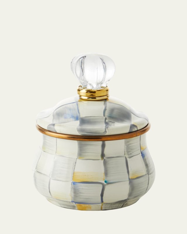 Sterling Check Lidded Sugar Bowl